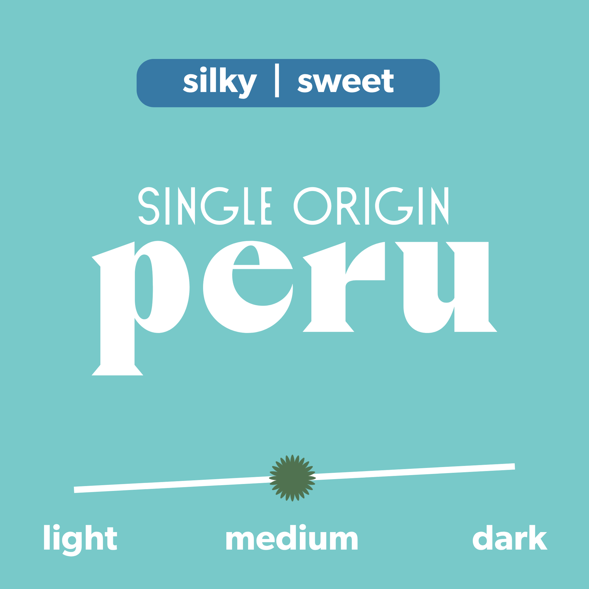 Information about Elevate. The information shows that this is a single origin from Peru with tasting notes of "Silky | Sweet" and shows the coffee being a medium roast.